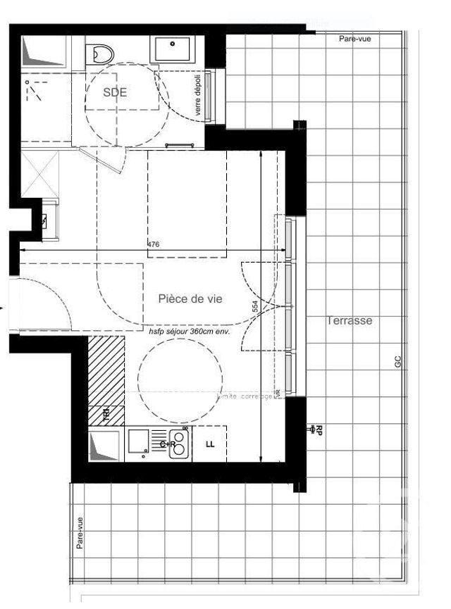 Appartement F1 à louer - 1 pièce - 28,27 m2 - Montigny Le Bretonneux - 78 - ILE-DE-FRANCE