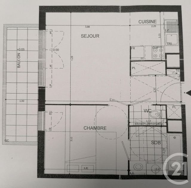 Appartement F2 &agrave; louer - 2 pi&egrave;ces - 43,53 m2 - Maurepas - 78 - ILE-DE-FRANCE