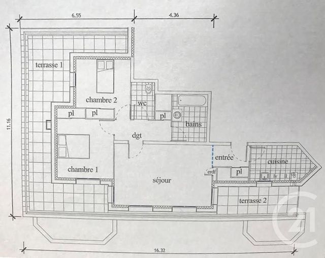 Appartement F3 &agrave; louer - 3 pi&egrave;ces - 66,44 m2 - La Chapelle St Mesmin - 45 - CENTRE