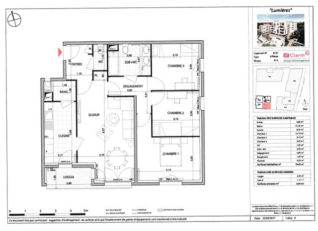 Appartement F4 à vendre - 4 pièces - 79,40 m2 - Fresnes - 94 - ILE-DE-FRANCE