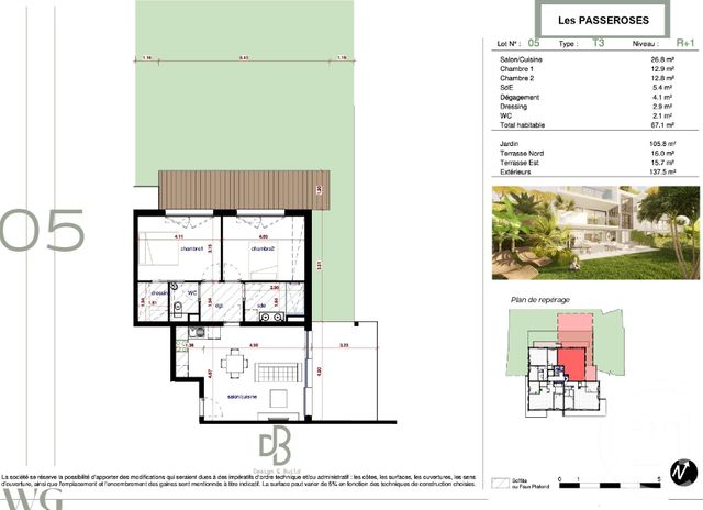 Appartement F3 à vendre - 3 pièces - 67 m2 - Antibes - 06 - PROVENCE-ALPES-COTE-D-AZUR