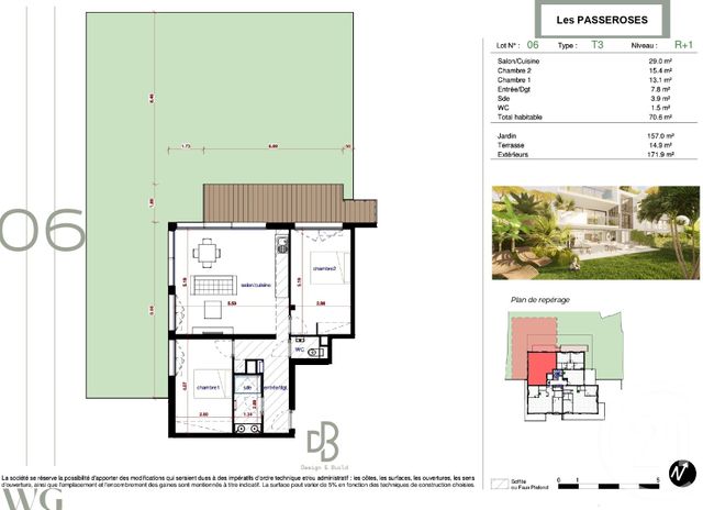 Appartement F3 à vendre - 3 pièces - 70 m2 - Antibes - 06 - PROVENCE-ALPES-COTE-D-AZUR