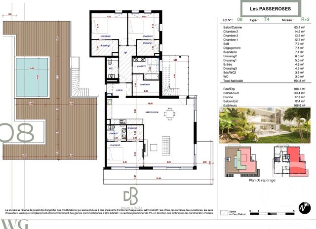 Appartement F3 à vendre - 4 pièces - 154,80 m2 - Antibes - 06 - PROVENCE-ALPES-COTE-D-AZUR