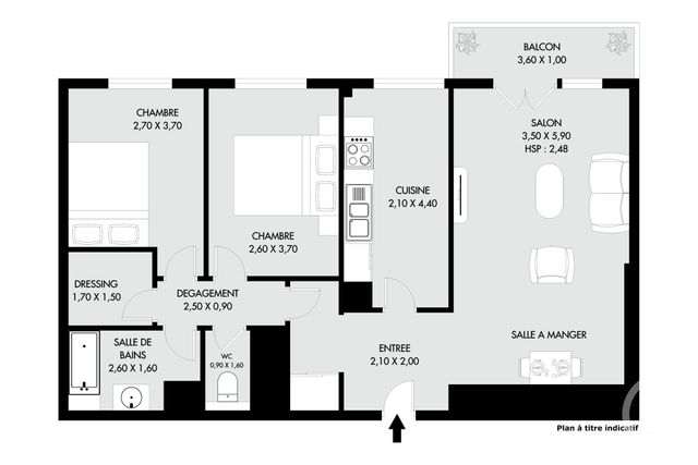 Appartement F3 à vendre - 3 pièces - 68 m2 - Paris - 75020 - ILE-DE-FRANCE