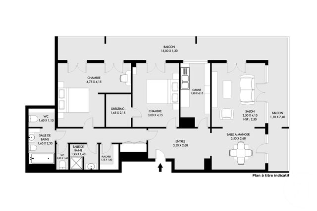 Appartement F5 à vendre - 5 pièces - 89 m2 - Paris - 75020 - ILE-DE-FRANCE