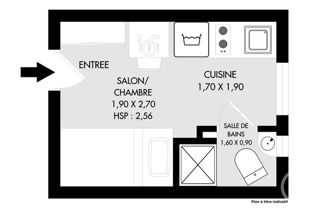 Appartement F1 &agrave; vendre - 1 pi&egrave;ce - 10,54 m2 - Paris - 75020 - ILE-DE-FRANCE