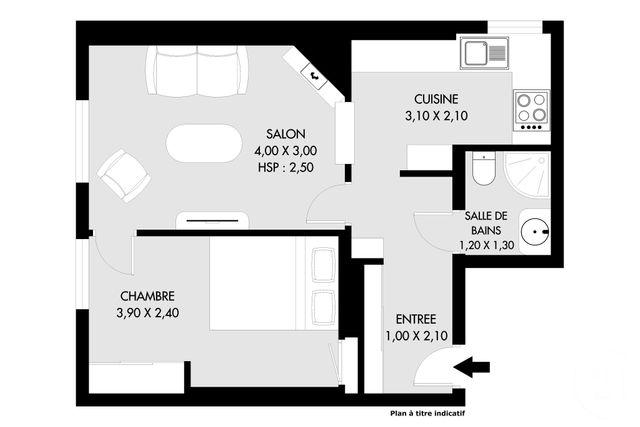 Appartement F2 &agrave; vendre - 2 pi&egrave;ces - 34,50 m2 - Paris - 75020 - ILE-DE-FRANCE