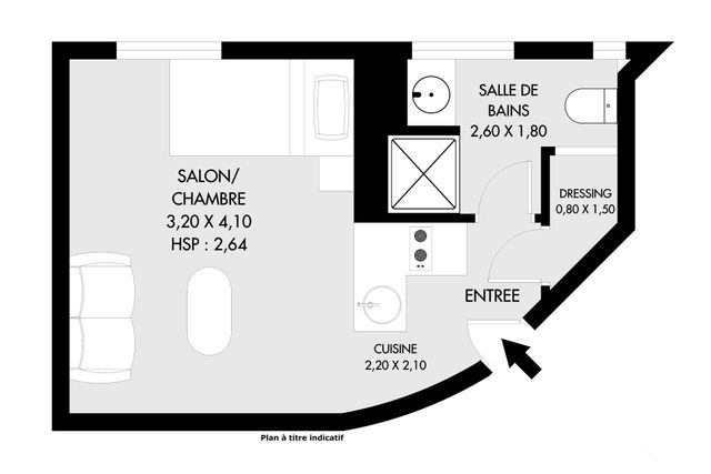 Appartement F1 &agrave; vendre - 1 pi&egrave;ce - 18,55 m2 - Paris - 75020 - ILE-DE-FRANCE