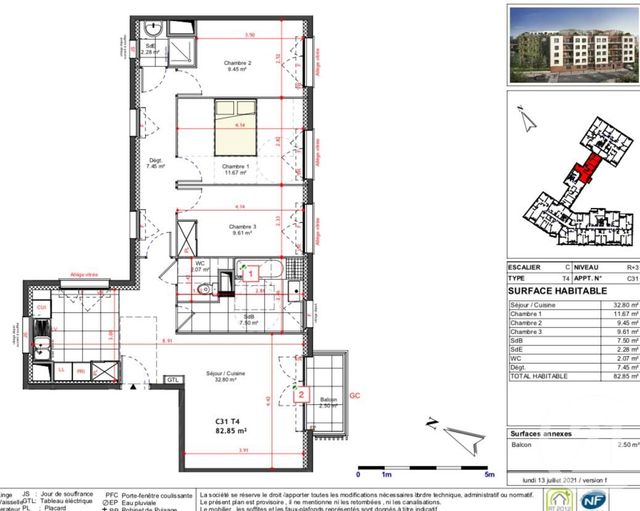 Appartement F4 à vendre - 4 pièces - 82,85 m2 - Bagneux - 92 - ILE-DE-FRANCE