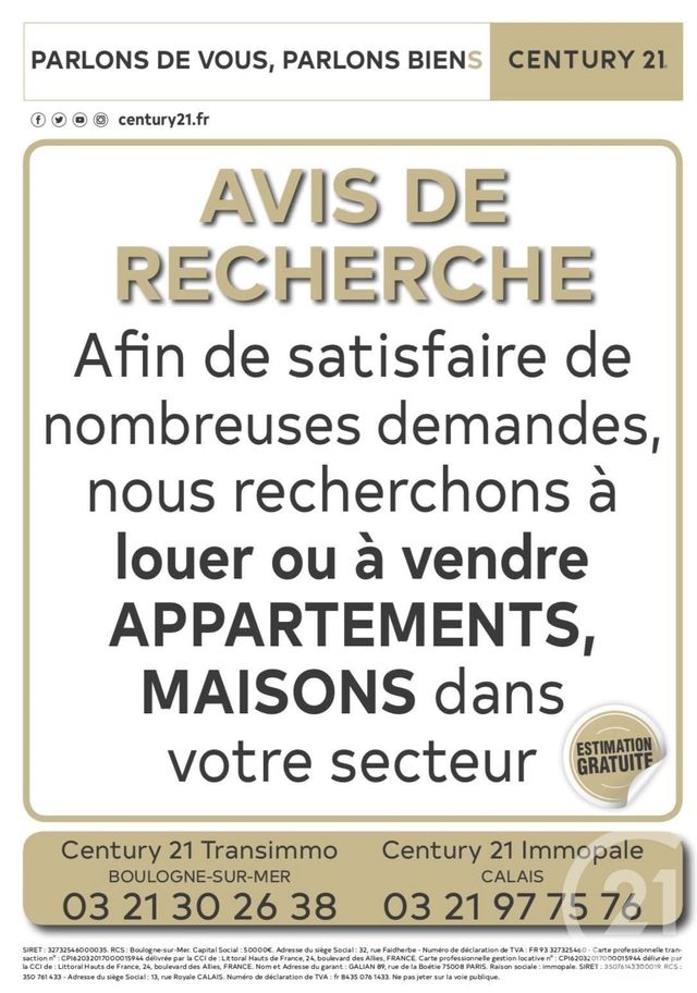 Appartement &agrave; louer - 3 pi&egrave;ces - 76 m2 - Boulogne Sur Mer - 62 - NORD-PAS-DE-CALAIS