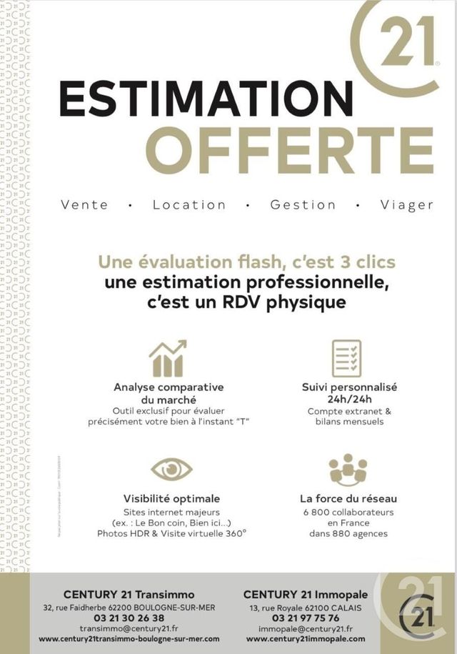 Appartement &agrave; louer - 2 pi&egrave;ces - 48,29 m2 - Boulogne Sur Mer - 62 - NORD-PAS-DE-CALAIS