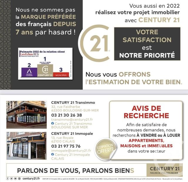 Appartement F3 &agrave; louer - 2 pi&egrave;ces - 50 m2 - Boulogne Sur Mer - 62 - NORD-PAS-DE-CALAIS