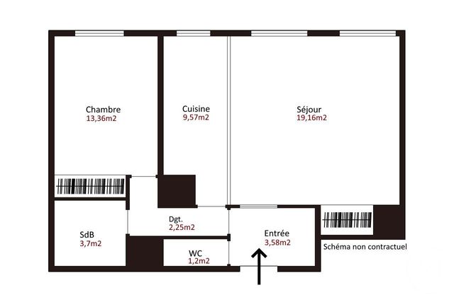 Appartement F2 à vendre - 2 pièces - 53 m2 - Paris - 75013 - ILE-DE-FRANCE