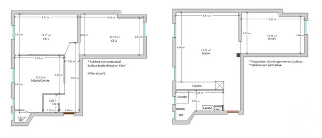 Appartement F3 &agrave; vendre - 3 pi&egrave;ces - 45,44 m2 - Paris - 75013 - ILE-DE-FRANCE
