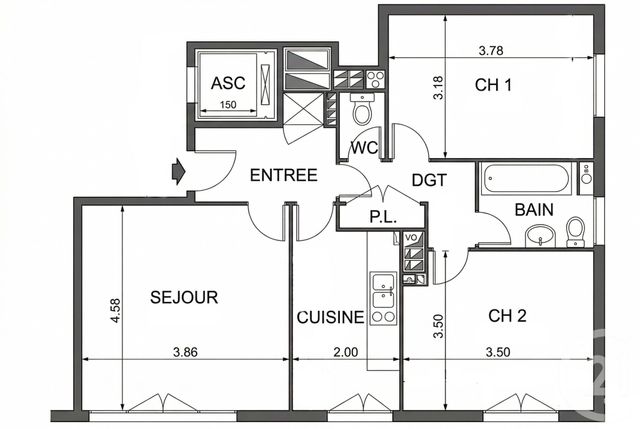 Appartement F3 &agrave; vendre - 3 pi&egrave;ces - 64,02 m2 - Paris - 75013 - ILE-DE-FRANCE