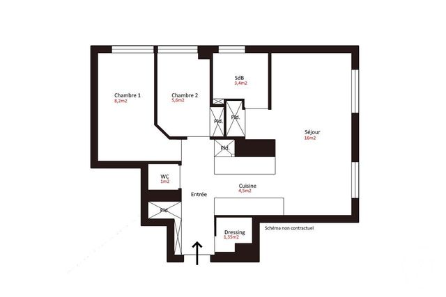 Appartement F3 &agrave; vendre - 3 pi&egrave;ces - 48 m2 - Paris - 75013 - ILE-DE-FRANCE