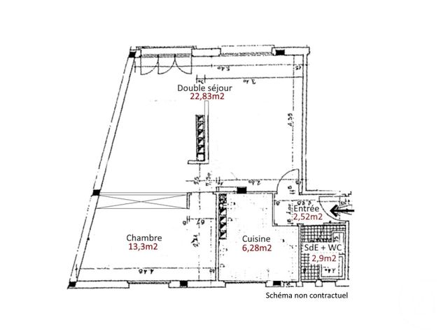 Appartement F3 &agrave; vendre - 3 pi&egrave;ces - 48 m2 - Paris - 75013 - ILE-DE-FRANCE