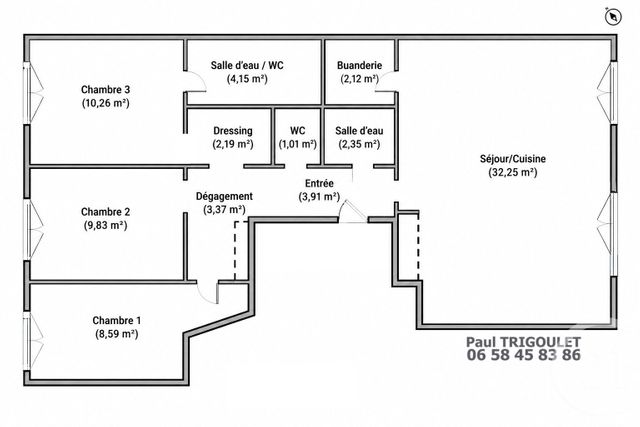 Appartement F4 &agrave; vendre - 4 pi&egrave;ces - 80 m2 - Paris - 75013 - ILE-DE-FRANCE