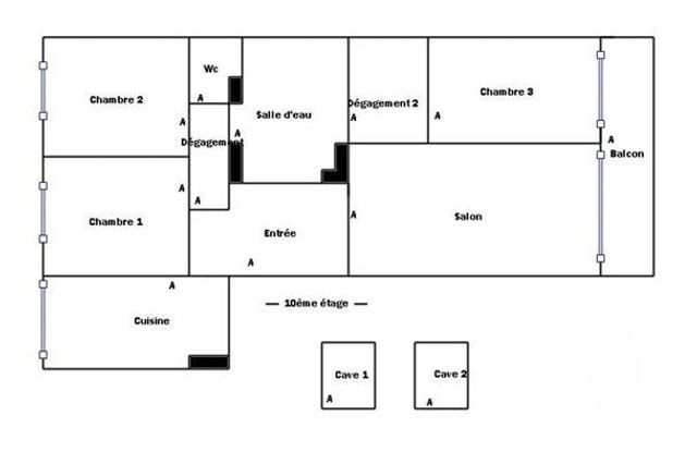 Appartement F4 &agrave; vendre - 4 pi&egrave;ces - 75,44 m2 - Paris - 75019 - ILE-DE-FRANCE