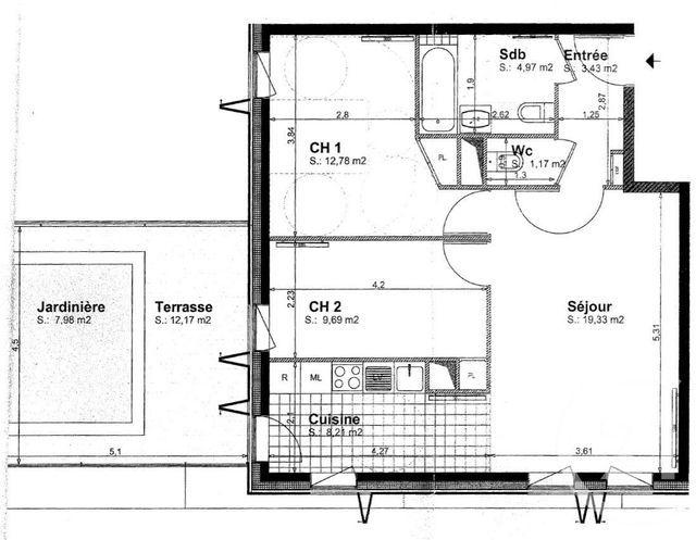 Appartement F3 &agrave; vendre - 3 pi&egrave;ces - 59,58 m2 - Paris - 75019 - ILE-DE-FRANCE