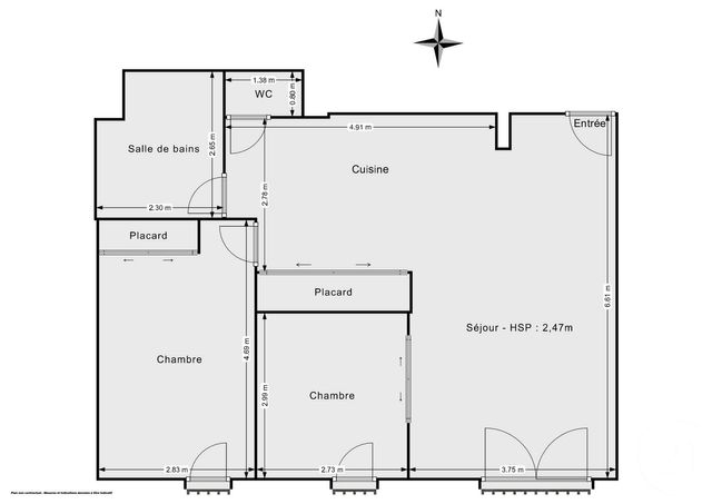 Appartement F3 &agrave; vendre - 3 pi&egrave;ces - 63,31 m2 - Paris - 75010 - ILE-DE-FRANCE