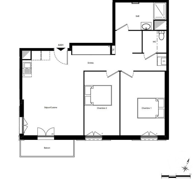 Appartement F3 à vendre - 3 pièces - 73 m2 - Compiegne - 60 - PICARDIE