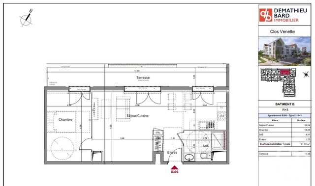 Appartement F2 à vendre - 2 pièces - 51,53 m2 - Venette - 60 - PICARDIE