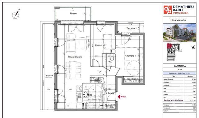Appartement F2 à vendre - 2 pièces - 53,57 m2 - Venette - 60 - PICARDIE