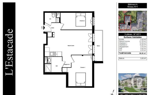 Appartement F3 &agrave; vendre - 3 pi&egrave;ces - 58,60 m2 - Compiegne - 60 - PICARDIE