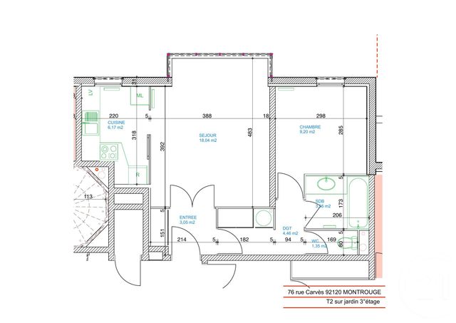 Appartement F2 &agrave; vendre - 2 pi&egrave;ces - 45,68 m2 - Montrouge - 92 - ILE-DE-FRANCE