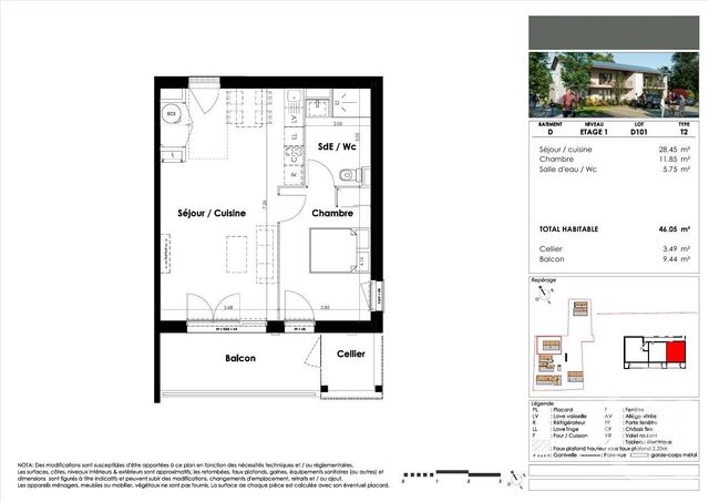 Appartement T2 &agrave; vendre - 2 pi&egrave;ces - 46,02 m2 - Mios - 33 - AQUITAINE