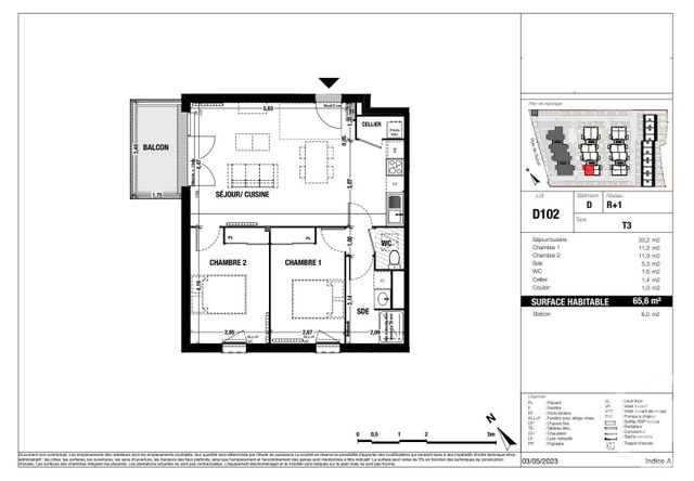 Appartement T3 &agrave; vendre - 3 pi&egrave;ces - 65,60 m2 - Belin Beliet - 33 - AQUITAINE
