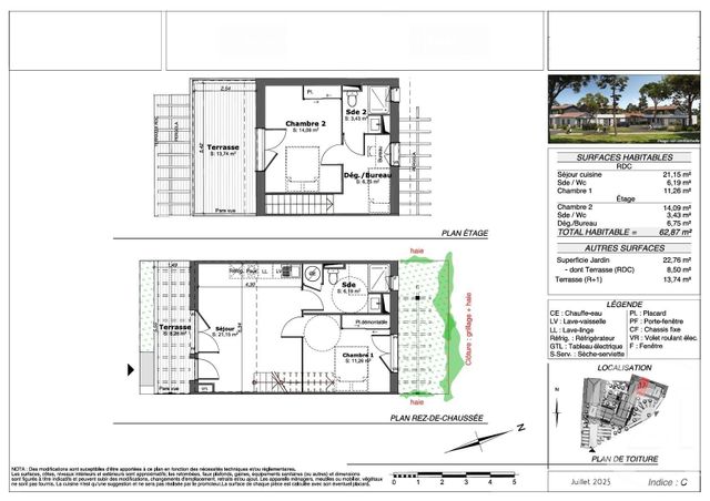 Appartement T3 &agrave; vendre - 3 pi&egrave;ces - 62,87 m2 - Sanguinet - 40 - AQUITAINE