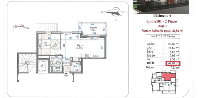 Appartement F2 &agrave; louer - 2 pi&egrave;ces - 44,84 m2 - Haguenau - 67 - ALSACE