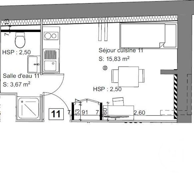Appartement Studette &agrave; louer - 1 pi&egrave;ce - 19,50 m2 - Brive La Gaillarde - 19 - LIMOUSIN