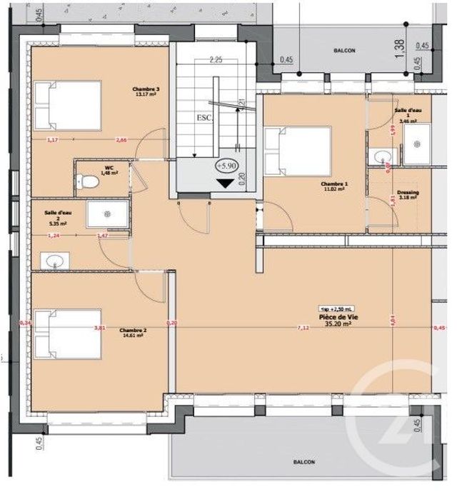 Appartement T4 &agrave; vendre - 4 pi&egrave;ces - 87,47 m2 - Brive La Gaillarde - 19 - LIMOUSIN