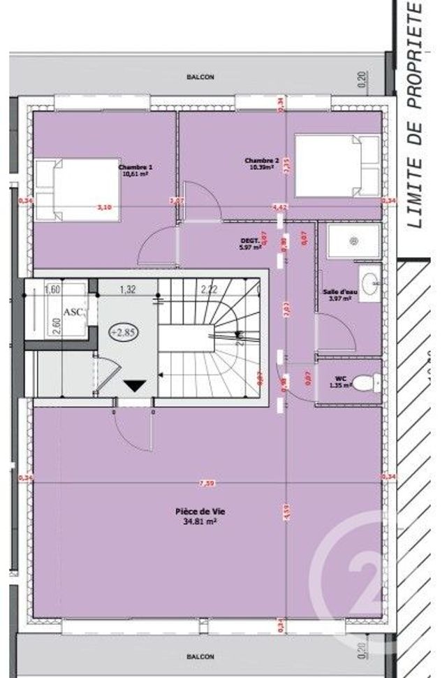 Appartement T3 &agrave; vendre - 3 pi&egrave;ces - 67,10 m2 - Brive La Gaillarde - 19 - LIMOUSIN