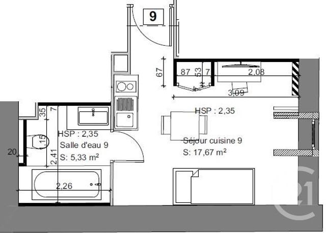 Appartement Studio &agrave; louer - 1 pi&egrave;ce - 13,60 m2 - Brive La Gaillarde - 19 - LIMOUSIN