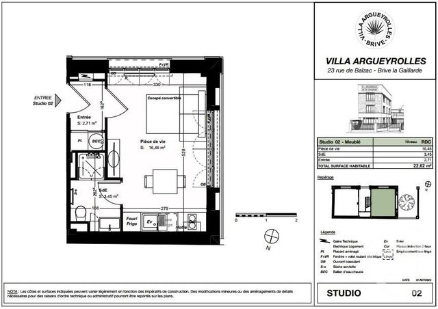 Appartement Studio &agrave; louer - 1 pi&egrave;ce - 22,62 m2 - Brive La Gaillarde - 19 - LIMOUSIN