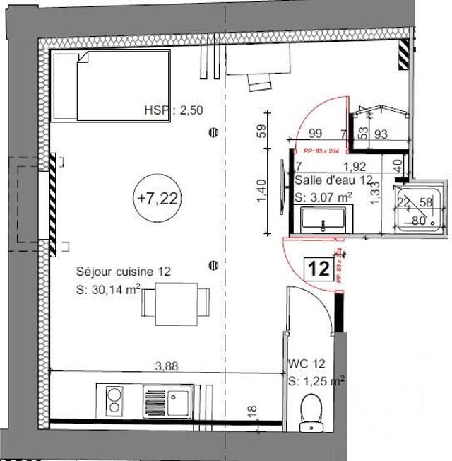 Appartement Studio &agrave; louer - 1 pi&egrave;ce - 28,50 m2 - Brive La Gaillarde - 19 - LIMOUSIN