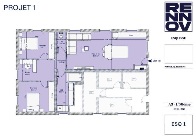 Appartement T3 &agrave; vendre - 3 pi&egrave;ces - 83,10 m2 - Perrigny - 39 - FRANCHE-COMTE