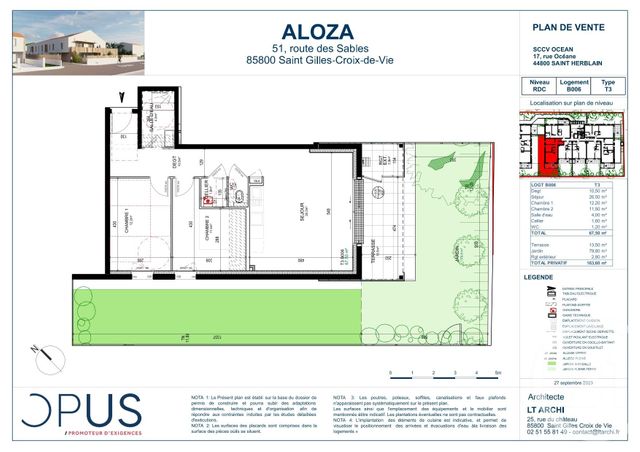 Appartement F3 &agrave; vendre - 3 pi&egrave;ces - 67,50 m2 - St Gilles Croix De Vie - 85 - PAYS-DE-LOIRE