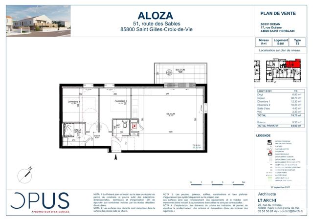 Appartement F3 &agrave; vendre - 3 pi&egrave;ces - 74,70 m2 - St Gilles Croix De Vie - 85 - PAYS-DE-LOIRE