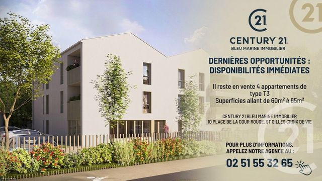 Appartement F3 &agrave; vendre - 3 pi&egrave;ces - 65,60 m2 - Le Fenouiller - 85 - PAYS-DE-LOIRE