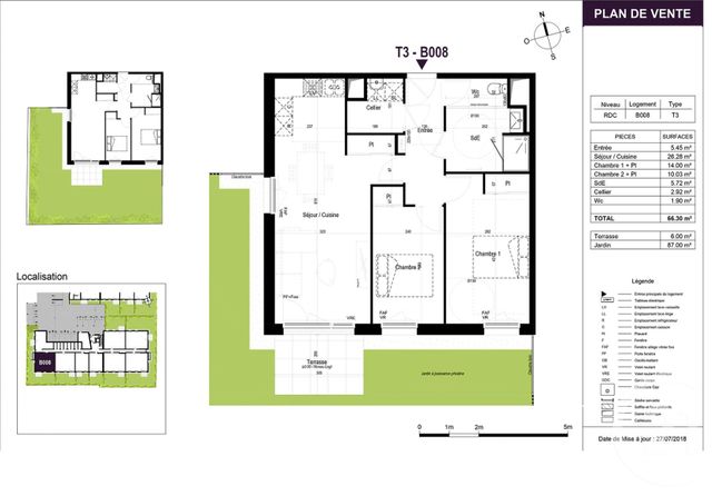 Appartement T3 &agrave; louer - 3 pi&egrave;ces - 66,30 m2 - Olonne Sur Mer - 85 - PAYS-DE-LOIRE