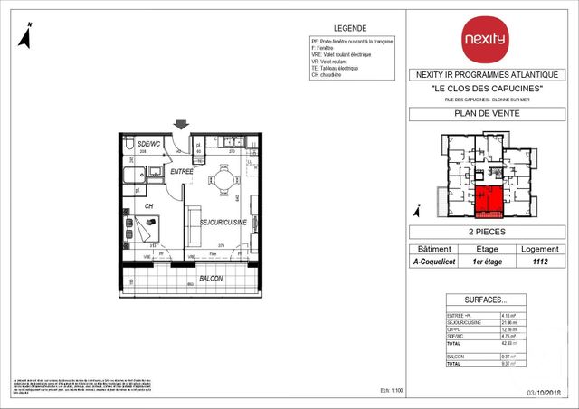 Appartement T2 &agrave; louer - 2 pi&egrave;ces - 42,93 m2 - Olonne Sur Mer - 85 - PAYS-DE-LOIRE