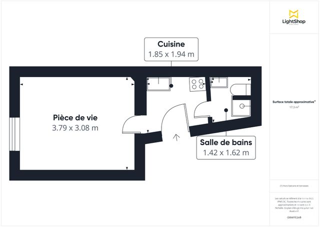 Appartement F1 &agrave; vendre - 1 pi&egrave;ce - 17,25 m2 - Paris - 75019 - ILE-DE-FRANCE