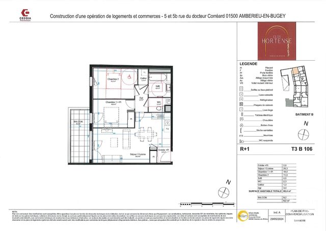 Appartement à vendre - 3 pièces - 60,40 m2 - Amberieu En Bugey - 01 - RHONE-ALPES