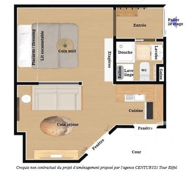 Appartement Studio &agrave; vendre - 1 pi&egrave;ce - 21,90 m2 - Paris - 75007 - ILE-DE-FRANCE