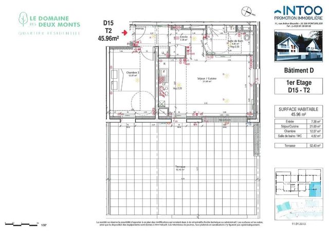 Appartement F2 &agrave; louer - 2 pi&egrave;ces - 45,96 m2 - Jougne - 25 - FRANCHE-COMTE